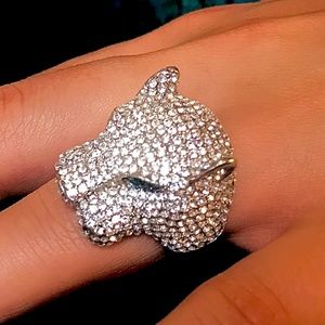 Sparkling Pave Diamante Panther Ring